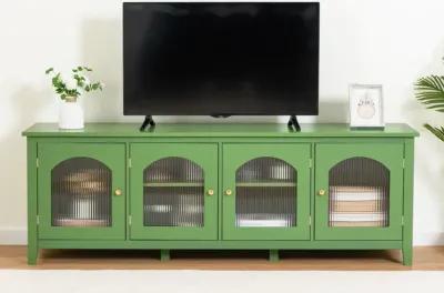 Stylish 71-Inch TV Stand with Antique Green Glass Door