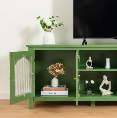 Stylish 71-Inch TV Stand with Antique Green Glass Door