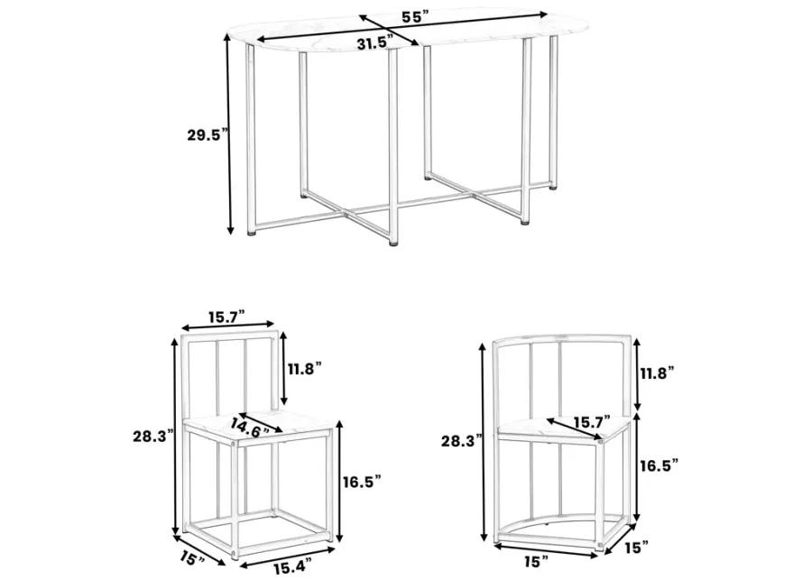 Modern 7-Piece Dining Table Set with 6 Stools