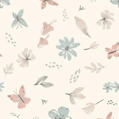 Lambs & Ivy Baby Blooms Watercolor Floral/Butterfly Cotton Fitted Crib Sheet