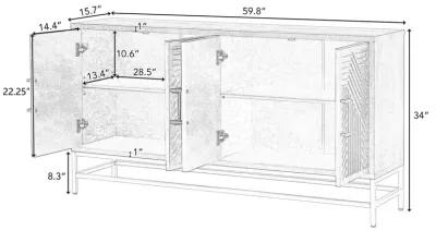 Merax Retro Style Sideboard with Adjustable Shelves