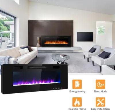 Hivvago 60 Inch Ultra Thin Electric Fireplace with 2 Heat Settings