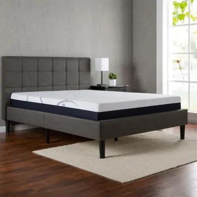 Hivvago King size Dark Grey Upholstered Platform Bed with Headboard