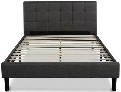 Hivvago King size Dark Grey Upholstered Platform Bed with Headboard