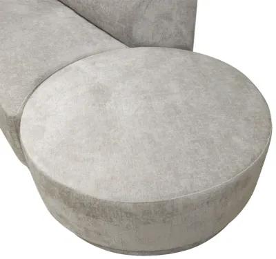 Pasargad Home Noho Cielo Design Sofa with Swivel Base Ottoman & 2 Pillows, Beige