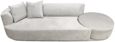 Pasargad Home Noho Cielo Design Sofa with Swivel Base Ottoman & 2 Pillows, Beige