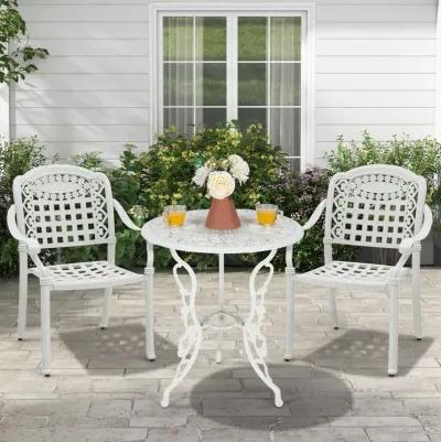 Set of 2 Cast Aluminum Patio Chairs with Armrests