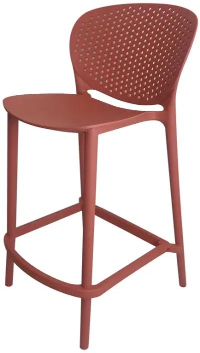 Celin 26 Inch Counter Stool Chair, Set of 4, Stackable, Mesh Back, Orange - Benzara