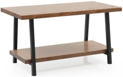 Furnish Home Store London 39" Solid Wood Rustic Coffee Cocktail Table For Living Rooms With Shelf