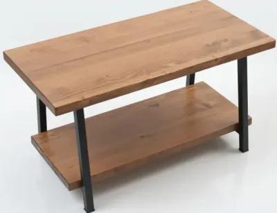 Furnish Home Store London 39" Solid Wood Rustic Coffee Cocktail Table For Living Rooms With Shelf