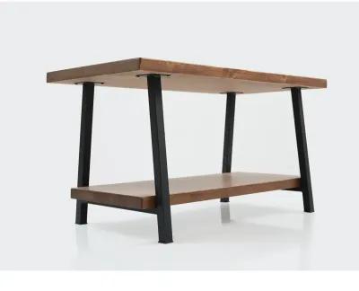 Furnish Home Store London 39" Solid Wood Rustic Coffee Cocktail Table For Living Rooms With Shelf