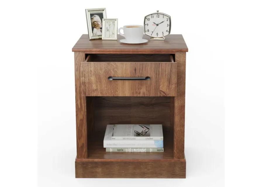 Hivago Compact Nightstand with Drawer and Shelf