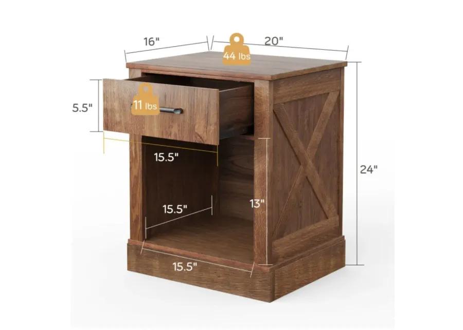 Hivago Compact Nightstand with Drawer and Shelf