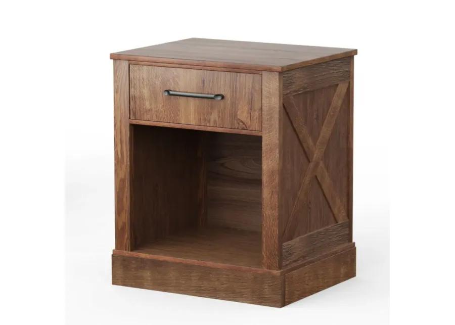 Hivago Compact Nightstand with Drawer and Shelf