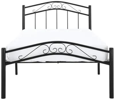 QuikFurn Twin size Black Metal Platform Bed with Headboard and Footboard