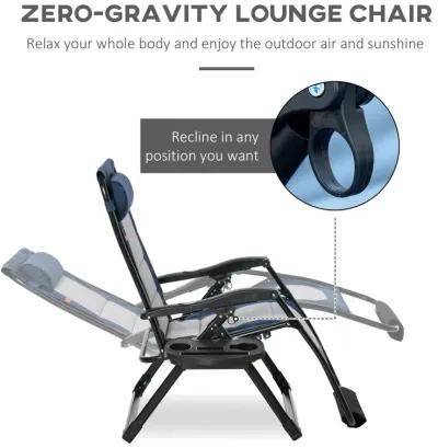 Blue Outdoor Relaxer: Zero Gravity Recliner with Cup Holder