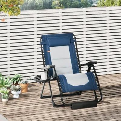 Blue Outdoor Relaxer: Zero Gravity Recliner with Cup Holder