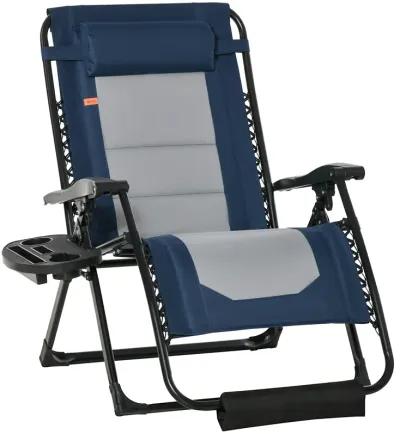 Blue Outdoor Relaxer: Zero Gravity Recliner with Cup Holder