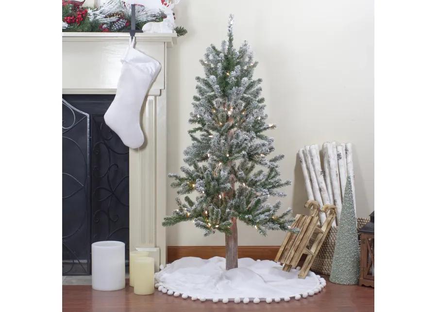 4ft Pre-Lit Flocked Alpine Artificial Christmas Tree  Clear Lights