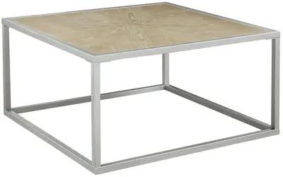 Gracie Mills Hamza Rectangular Cocktail Coffee Table with Silver Metal Base