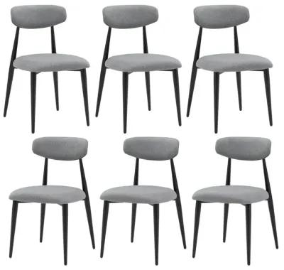 Dining Chairs Set of 6, Upholstered Chairs With Metal Legs For Kitchen Dining Room, Grey