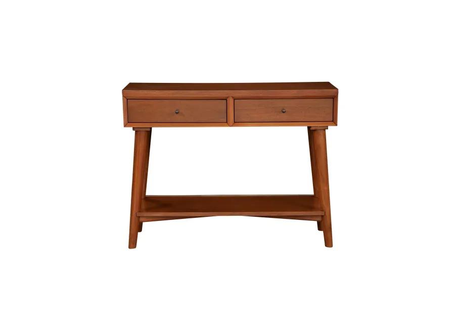 Console Table with 2 Drawers and Angled Legs, Brown-Benzara