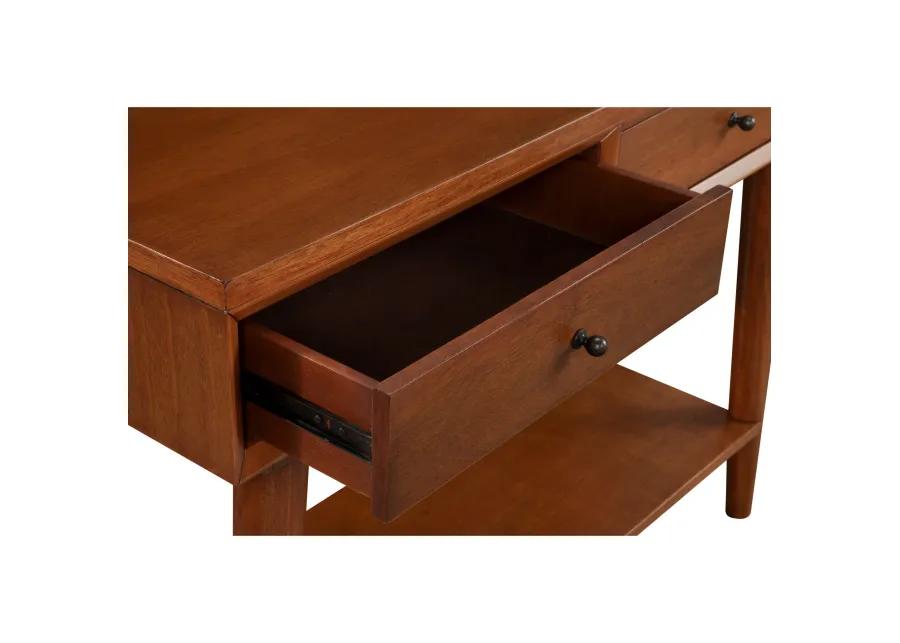 Console Table with 2 Drawers and Angled Legs, Brown-Benzara