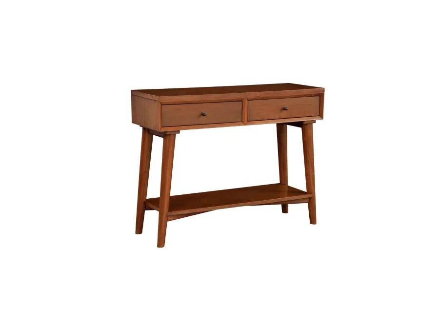 Console Table with 2 Drawers and Angled Legs, Brown-Benzara