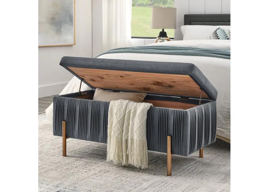 Hivvago Elegant Upholstered Velvet Storage Bench with Iron Legs