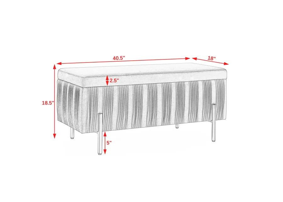 Hivvago Elegant Upholstered Velvet Storage Bench with Iron Legs