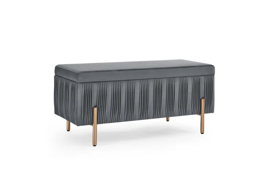 Hivvago Elegant Upholstered Velvet Storage Bench with Iron Legs