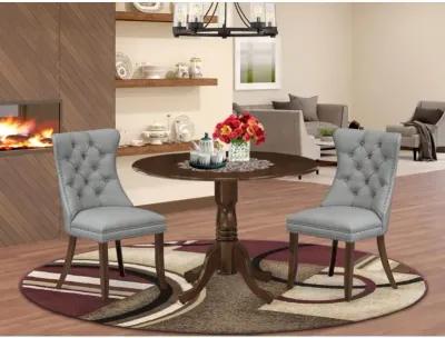 3 Piece Dining Table Set Contains a Round Kitchen Table with Dropleaf