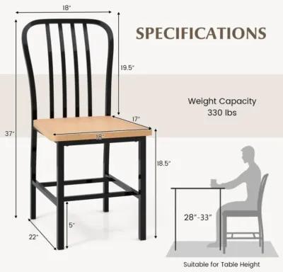 Hivvago Armless Spindle Back Dining Chair Set of 2 with Ergonomic Seat