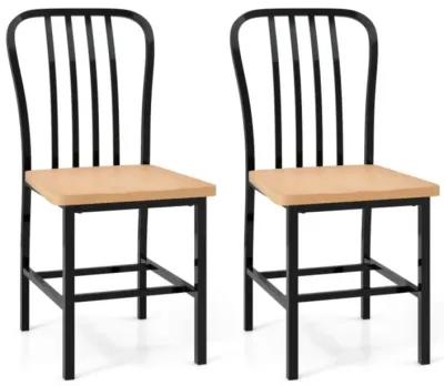 Hivvago Armless Spindle Back Dining Chair Set of 2 with Ergonomic Seat