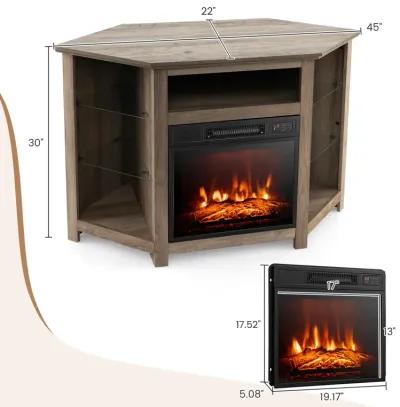 Fireplace Corner TV Stand with LED Lights and Smart APP Control for 50 Inches TV