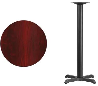 Flash Furniture Stiles 24'' Round Mahogany Laminate Table Top with 22'' x 22'' Bar Height Table Base