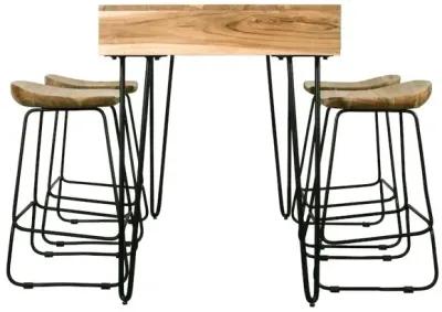 Jofran Rollins 52 Solid Acacia Dining Set with Four Backless Barstools