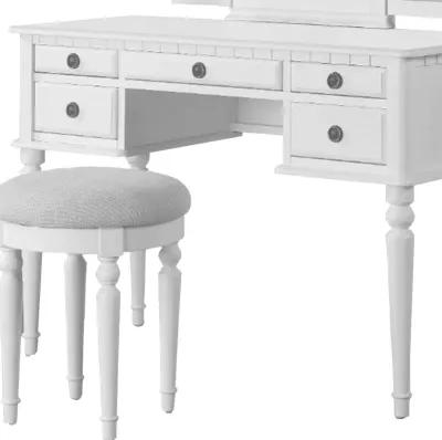 Wooden Vanity Set With Stool White-Benzara