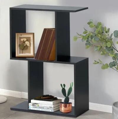 Wooden S-Shaped Bookcase for Living Room Bedroom Office