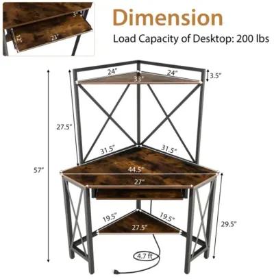 Hivvago Space-Saving Corner Computer Desk with with Hutch and Keyboard Tray