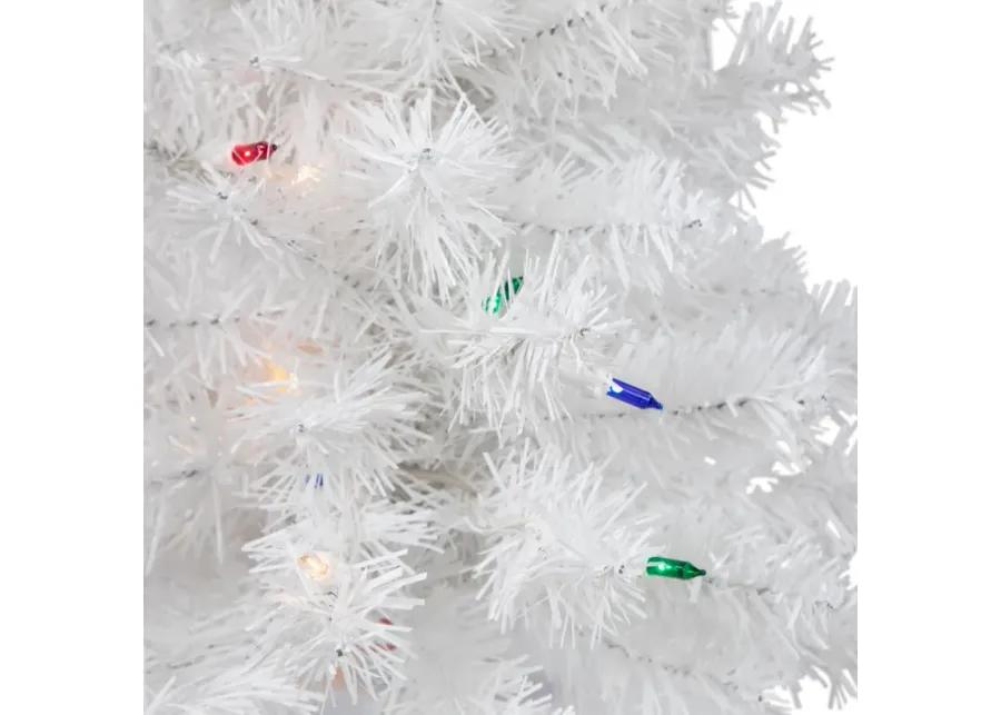 18" Pre-Lit Snow White Artificial Christmas Tree  Multi Lights