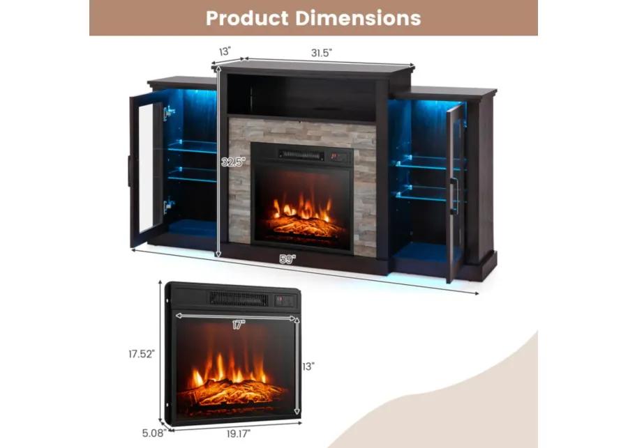 Hivvago Fireplace TV Stand with 16-Color Led Lights for TVs up to 65 Inch