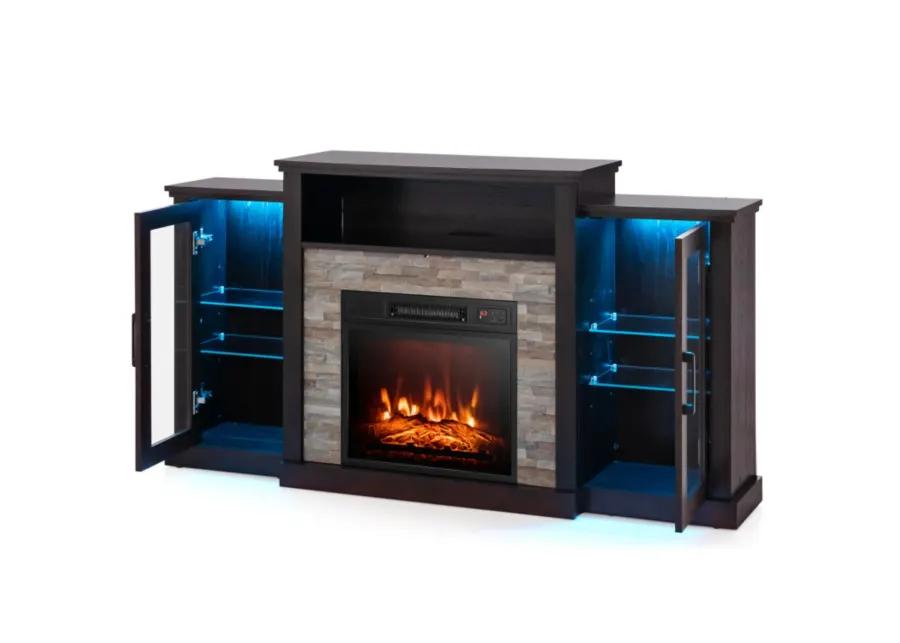 Hivvago Fireplace TV Stand with 16-Color Led Lights for TVs up to 65 Inch