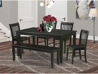 East West Furniture 6  PC  Dining  room  set-  Dining  Table  and  4  Dining  Chairs  and  also  Bench