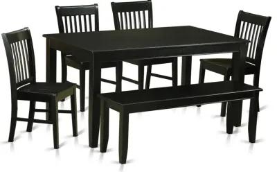 East West Furniture 6  PC  Dining  room  set-  Dining  Table  and  4  Dining  Chairs  and  also  Bench