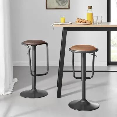 Elijah PU Gaslift Bar Stool, (Set of 2)