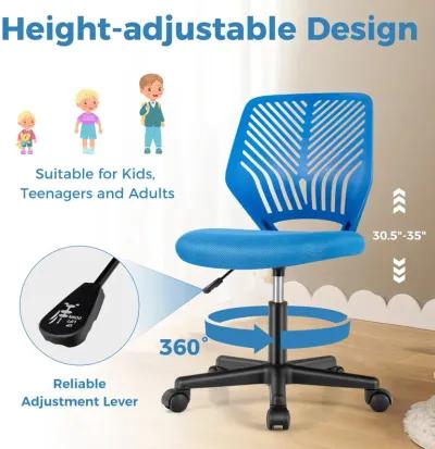 Height-adjustable Ergonomic Kids Desk Chair with Universal Casters