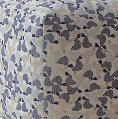 Homezia 17" Beige Cotton Animal Print Pouf Ottoman