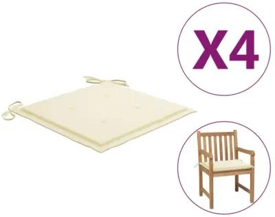 vidaXL Garden Chair Cushions 4 pcs Cream 19.7"x19.7"x1.6" Fabric