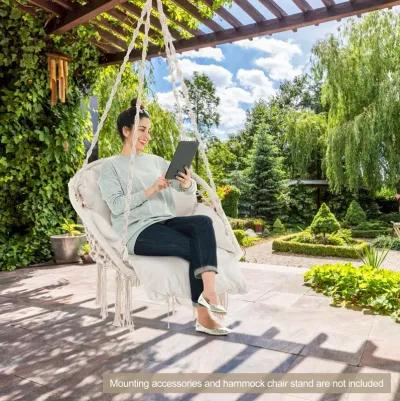 Hammock Chair with Thick Cushion & Macrame Holds up to 330 LBS